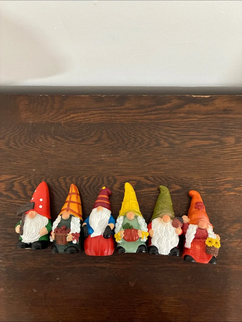 NWT- Hand Painted- Set of 6- Fall- Harvest Themed Gnome Decorations